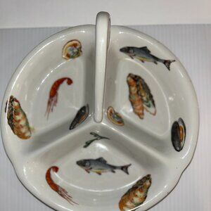 Vintage Limoges France, Oyster Dish with Handle, 9"D